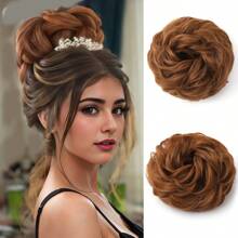 Synthetic Messy Bun Hair Pieces, Curly Wavy Bun Hair Band, Suitable For Women's High Bun Ponytail Hair Pieces