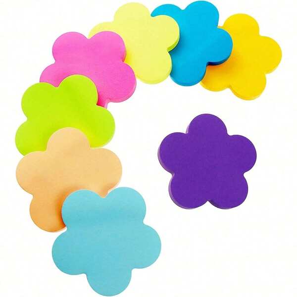 8pcs Back To School Essential Heart Shaped Sticky Notes, Colorful Memo Pads, Cartoon Reusable Stickers, Planner Stickers