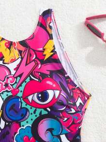 Maiô feminino sexy com costas nuas e letras gráficas, para férias de verão