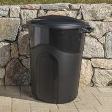 2025 32 Gallon Heavy Duty Plastic Garbage Can With Lid - Indoor/Outdoor Use In Black