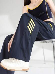 Striped Drawstring Pocket Versatile Loose Casual Fashionable Pants