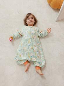 儿童睡袋 4/2 纱布平纹细布分腿睡袋 男女通用婴儿防踢睡袋 纯棉纱布柔软透气睡袋