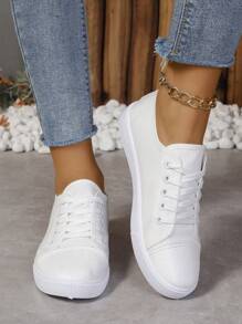 Summer Women's Breathable Mesh Slip-On Casual Sports Shoes, Soft Sole Non-Slip Lightweight Sneakers - White - View 4