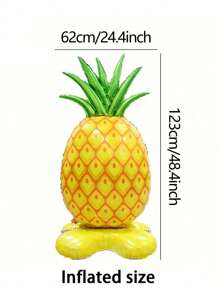 1pc Giant Pineapple Foil Balloon With Base - Summer Party Decoration, Hawaiian Theme, Suitable For Beach And Camping Parties, Tropical Party Decorations, Inflatable Tropical Decor, Summer Party Supplies