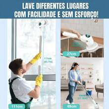 Esfregão Elétrico 9 EM 1 Mop Sem fio Escova De Limpeza Pesada Janela Banheiro e Cozinha Rapida Multiuso 360 Recarregavel Giratoria Rotativo Retratil