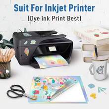 10/50 hojas de papel de vinilo imprimible A4 resistente al agua transparente para impresora de inyección de tinta, adhesivo DIY para hacer etiquetas y pegatinas autoadhesivas - Multicolor - Ver 4