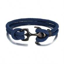1 pieza Brazalete con forma de cuerda y ancla náutica, brazalete de moda para hombres y mujeres, accesorio de viaje