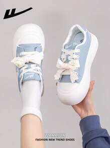 WARRIOR WARRIOR 1 Paar Casual Skateboard-Sneakers für Damen, atmungsaktive flache Sommerschuhe für draußen, vielseitige, leichte, vom Skateboard inspirierte Sportschuhe, modische und bequeme Canvas-Sneakers mit dicken Sohlen, Streetstyle