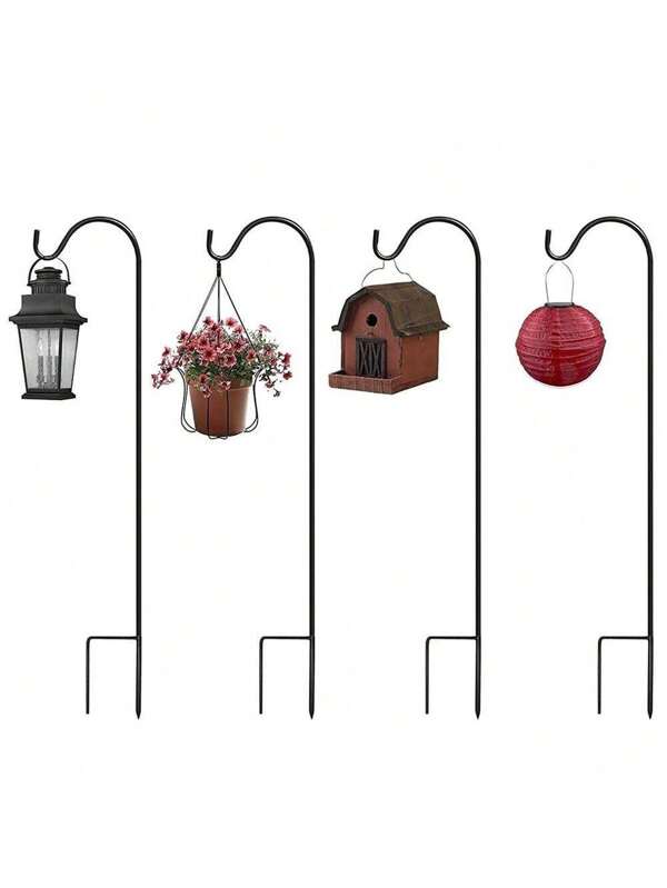 1 pieza Gancho de pastor para jardín de gran resistencia, Cayado de pastor de metal premium, super resistente, resistente a la oxidación, estacas extensibles para macetas, luces solares colgantes de metal, comederos para pájaros, frascos de vidrio, luces de Navidad, faroles, estacas de jardín y decoración de bodas