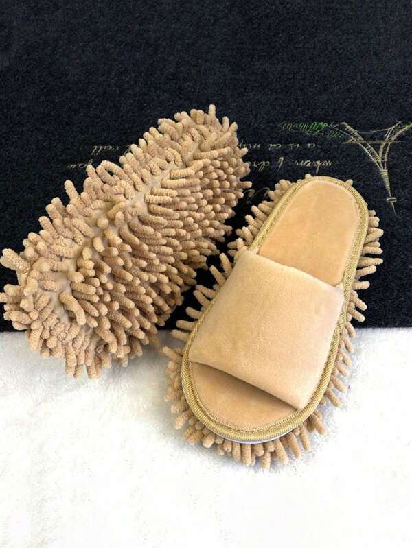 Removable And Washable Linen Mop Slippers, Unisex Cleaning Slippers