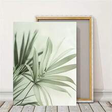 1件/3件套热带植物主题墙画，鼠尾草绿棕榈叶墙饰画，画廊墙套装，卧室、客厅、走廊的理想礼物，墙面装饰，房间装饰，可选画框 - 彩色 - 查看 7