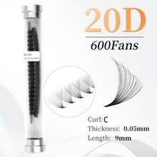 DAIFIYAN Pestañas postizas premontadas de volumen 600/480/420, hechas a mano con tallos naturales largos en 6D/8D/10D/12D/14D/16D/20D/30D/40D, forma C, longitud de 8-15 mm, extensiones de pestañas de visón artificial