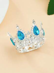 1 pieza Accesorio para el cabello con corona redonda de estilo barroco, corona de adulto para cumpleaños, corona de reina para decoración de fiesta de cumpleaños