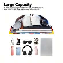 Fashionable Zipper Dog Denim Printed Outdoor Sports Casual Drawstring Backpack, Unisex Gym Hiking Cycling Camping Party Travel Daily Commuting Portable Foldable Daypack, Best Gift For Friends, Lightweight Travel Storage Bag - Multicolor - View 4