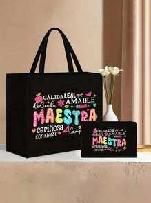 Awesome Fun Letter Pattern Handbag, Tote Bag Women's Handbags, Traveling, Traveling, Shopping,Creative Design Letter Handbag Daily Commuting, Gifts, Etc., Bag For Teen Girls Women College Students,White-Collar Workers,Perfect For Work,Back To School,Middle School,High School,College,Vacation,Beach
