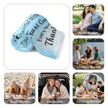 Inspirational Fleece Blanket| Soft Throw Blanket For Bed| Motivational Quote Design| Gift For Women| Faith-Based Inspirational Blanket With Praise, Seek, Worship, Trust God Theme Printing - 彩色 - 查看 3