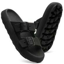 Men's Slide Cloud Buckle Slippers New Arrival Comfortable Flat Sole - 黑色 - 查看 1