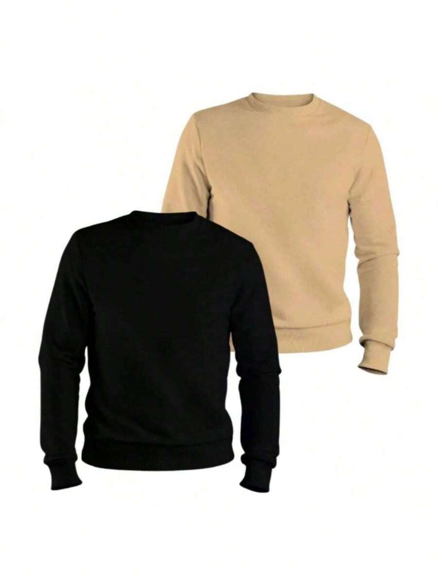 Kit Of Two Unisex Round Crew Neck Sweatshirt Tops MEN'S SWEATER - Multicolor - Ver 1