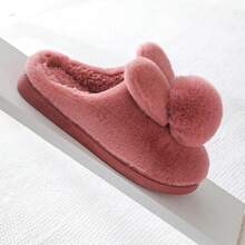 Cute Rabbit Plush Slippers, Comfortable And Warm, Suitable For Home Bedroom - 酒紅色 - 查看 6
