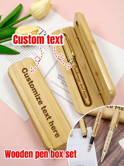 1/2 Piezas Bolígrafos con texto grabado personalizado en caja de regalo, útiles escolares para jóvenes, bolígrafos de gel de bambú y madera personalizables, bolígrafos de escritura suave, adecuados para regalos de cumpleaños, Día del Maestro, aniversarios, graduación, amigos, jóvenes, estudiantes, maestros, mejores amigos, hombres, mujeres, familia, negocios, trabajo, oficina, estudiantes de primer año, estudiantes de segundo año, estudiantes de cursos inferiores