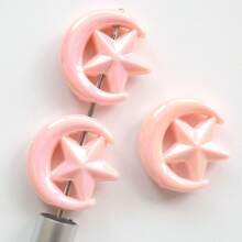 10pcs 27mm Color Plated AB Star & Moon Shape Straight Hole Beads, DIY Beaded Mobile Chain, Bag Charm, Keychain Materials & Accessories