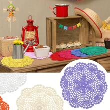 2/4 Peças Toalhinhas de Crochê Vintage Redondas de 8 Polegadas, Rendas de Tapete de Mesa Tricotadas, Conjunto de Toalha de Mesa Artesanal, Bordas Caneladas para Decoração Diária Doméstica, Decoração de Mesa para Casamento e Feriados