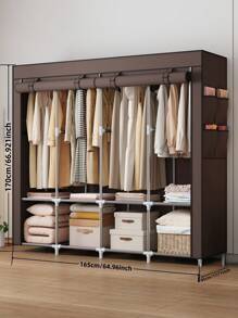 1pc Assembled Cloth Wardrobe Cabinet, Easy Installation Portable Closet For Bedroom, Rental House Storage, Sturdy