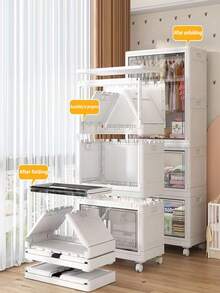Simple Storage Cabinet, Clothing Storage Closet, Clothes Cabinet, Plastic Household Foldable - White - View 8