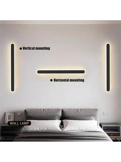 Moderne LED Wand Light, Black, 40/60cm, USB Charging Touch Sensing Aluminum Acrylic Material, Wit Exterior Mounted Linear Gardens, Porches, Balconies Stairwells view 6