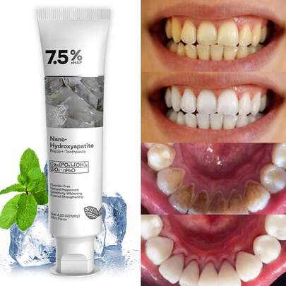 BARUBT Nano Apatite Fluoride-Free Toothpaste - Eliminates Bad Breath, Whitens And Brightens, Cleans Stains And Removes Yellow Teeth, Plant-Derived Ingredients For Oral Care