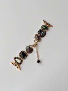 1 Stück Vintage farbiger Edelstein geometrischer Retro-Stil Armband kompatibel mit Apple Watch 38/40/41/42/44/45/46/49mm, geeignet für Apple Watch Series Ultra/SE/11/10/9/8/7/6/5/4/3/2/1 (nur Armband, Uhr und Gehäuse nicht enthalten), Herbst/Winter