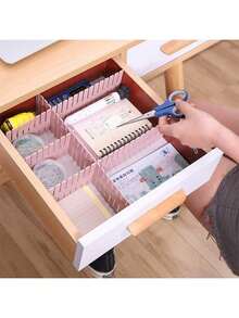 12pcs Adjustable Plastic Table & Drawer Organizers Dividers - Multipurpose Office, Dorm, Home Storage System - Multi-Functional Divider Accessories - Multicolor - View 6