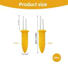 1/10/20Pcs Corn On The Cob Holders: Sweetcorn Holders Set - BBQ Skewers For Grilling - Ergonomic Non-Slip Handles - Stainless Steel Corn Forks For Home Kitchen Barbecue And Picnics - Yellow - View 3
