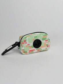 1pc Pet Walking Printed Trash Bag Dispenser, Fashion Dog Poop Clean-Up Bags, Leash Clip On Waste Bag Holder