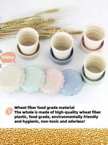 1pc 130ml Reusable Compact Travel Collapsible Cup, Portable Wheat Straw Cup, Retractable Cup For Travel, Students, Office, Creative Folding Plastic Cup With Random Color Lanyard