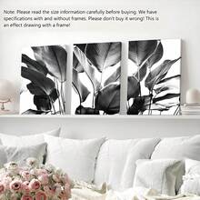 3pcs Of Framed/Pure Canvas Paintings And Posters, Can Be Hung Directly, Black And White Natural Plant Leaf Theme, Home Decoration, Wall Art, Room Decoration, Home Mural, High-Definition Printing, Ideal Gift, Living Room, Bedroom, Restaurant, Office Decoration Painting, Framed - UFP-152 - View 10