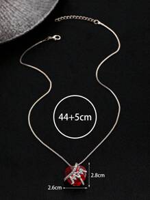 1 peça colar feminino com strass e pedras preciosas artificiais vermelhas, acessório de moda adequado para o Dia dos Namorados, encontros, reuniões e feriados