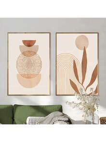 1 幅抽象画波西米亚风马蒂斯珊瑚线米色墙壁海报画廊艺术帆布画墙面印刷画客厅装饰家居装饰可选画框