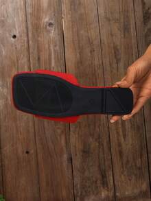 New Summer Red Cute Flat Sandals For Women, Fashion Casual Strap Black Bottom Square Toe Slippers - Red Cloth - View 4