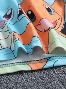 pokemon Pantalones cortos de verano informales para hombres con estampado de dibujos animados y cordón a la cintura