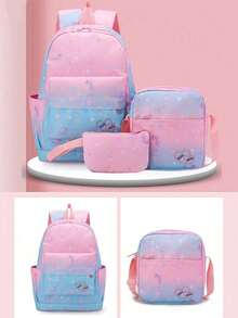 3入學校女孩背包套裝背包連午餐盒和小學生戶外背包 - 彩色 - 查看 13