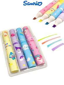 Sanrio New 4pcs Sanrio Hello Kitty Paintbrush My Melody Cute Cartoon Highlighter Kuromi Office Stationery Cinnamoroll Quick-Drying Marker Pen Classroom Family School Stationery Theme Party Reward Items Back-To-School Season School Essentials Learning Tools
