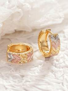 1 par de pendientes de aro elegantes, diseñados para mujeres, adecuados para bodas, compromisos, fiestas de aniversario, regalos del Día de San Valentín - 10# - Ver 3