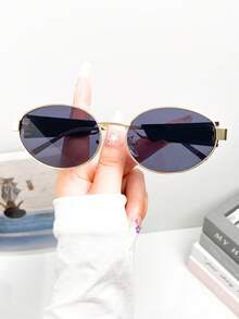 全新复古金属椭圆形小框时尚眼镜，男女通用简约经典朋克日常休闲百搭派对优雅高端眼镜，适合日常佩戴