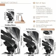 3pcs Of Framed/Pure Canvas Paintings And Posters, Can Be Hung Directly, Black And White Natural Plant Leaf Theme, Home Decoration, Wall Art, Room Decoration, Home Mural, High-Definition Printing, Ideal Gift, Living Room, Bedroom, Restaurant, Office Decoration Painting, Framed - UFP-152 - View 13