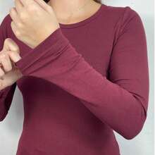 Women's Basic Long Sleeve Cotton Blouse - 楓 - 查看 3