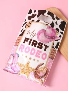 10/25/50 piezas Bolsas de regalo con diseño de sombrero de vaquera rosa, Bolsas de regalo con patrón de sombrero de vaquero rosa para fiestas con temática de vaquera, suministros de decoración para fiestas de mujeres, despedidas de soltera, cumpleaños, baby shower, envoltura de regalos, bolsas de plástico multiusos para envoltura de regalos, suministros de cocina, recuerdos de fiesta