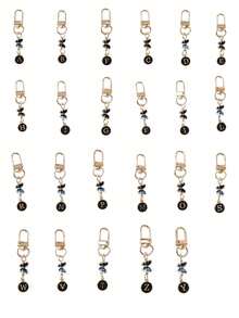 A-Z Letter Heart Shaped Keychain, Alloy Fashion Charm Keyring With Carabiner, Personalized Initial Keychain Suitable For Backpack, Wallet, Earphone Case, Ideal Gift For Friends, Family And Couples