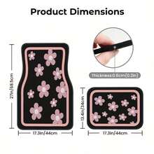 4pcs Car Floor Mats, Cute Pink Floral Design, Durable Polyester Material, Easy To Clean, Front And Rear Mats, For Full Car Interior Protection, Automotive Interior Accessories,Car Women Accessories,Car Mats - one-size - View 4