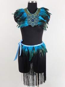 Chal de plumas, tirante de hombro de plumas de moda, cuello falso gótico, media falda de plumas, accesorios de decoración personalizada gótica, utilería para juegos de roles, fiestas, actuaciones en el escenario, festivales de música, carnaval, disfraz para el Día de la Madre, ropa, otras plumas naturales, plumas, accesorios de Halloween para todas las estaciones